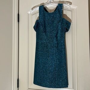 Top Shop Blue Metallic Off the Shoulder Dress size 2